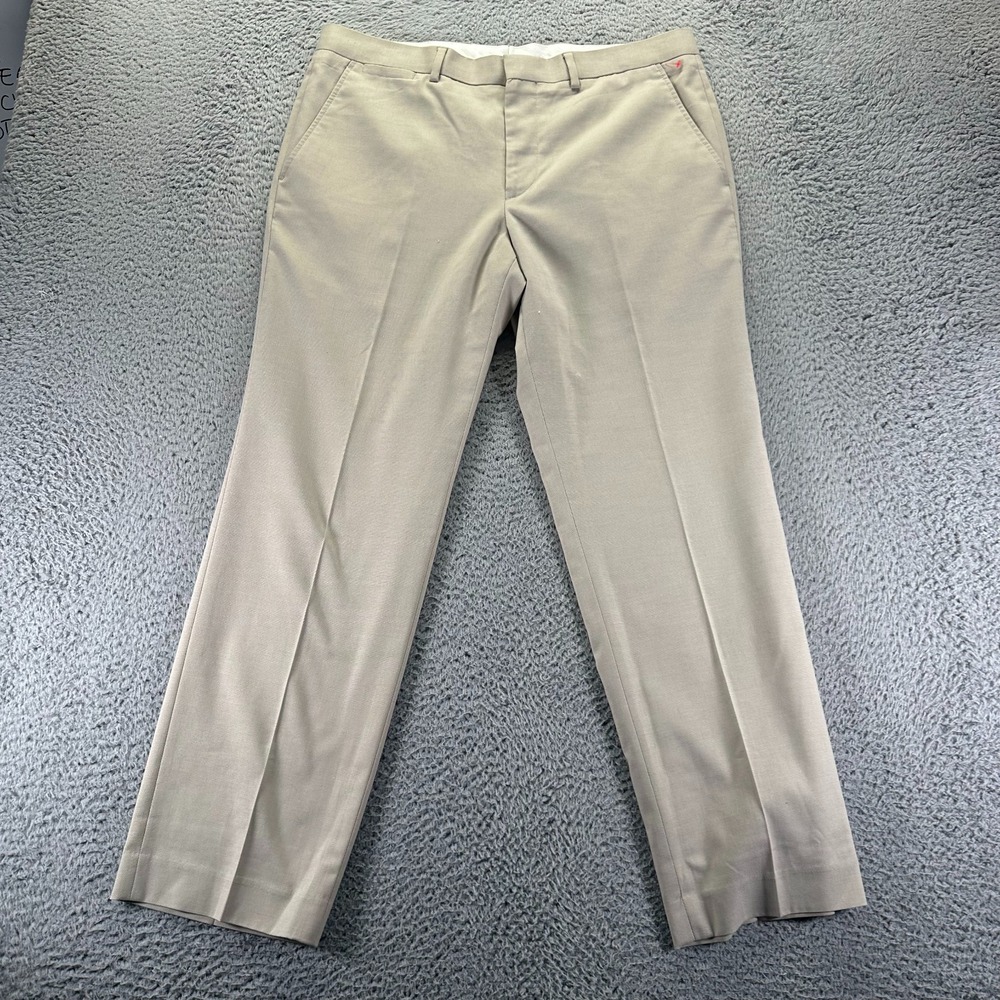 J.Ferrar Pant Mens 36x30 Beige Polyester Dress Formal Business Career Stretch